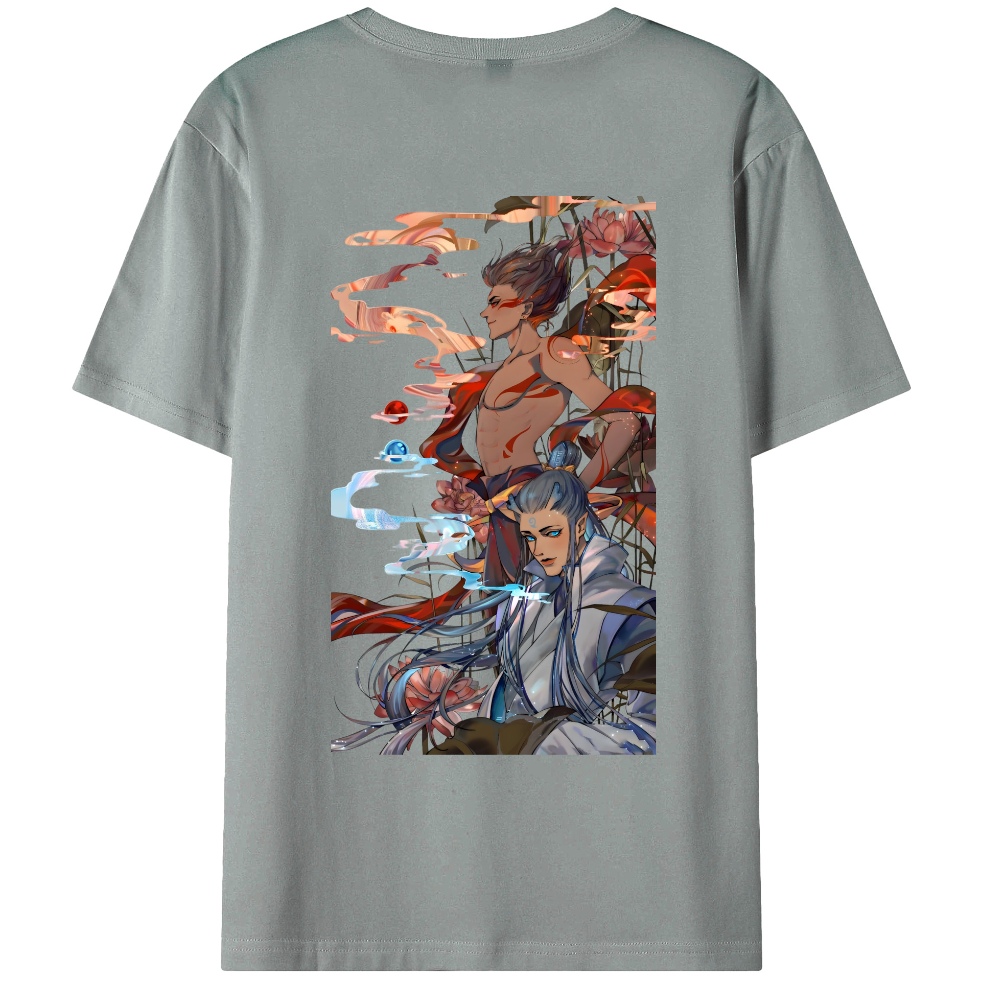 （画像用） Ne Zha 2 ナタ 魔童の大暴れ 綿100％ メンズ半袖Tシャツ（バックプリント） 通気性